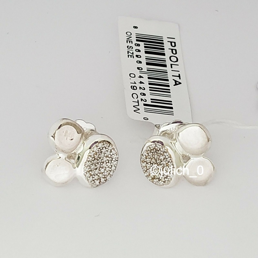 IPPOLITA Sterling Silver Diamond 0.19ctw Onda Cluster Stud Earrings